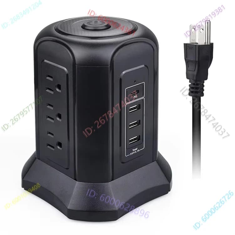 Intelligent electric extension socket with UK/US/EU socket with USB port