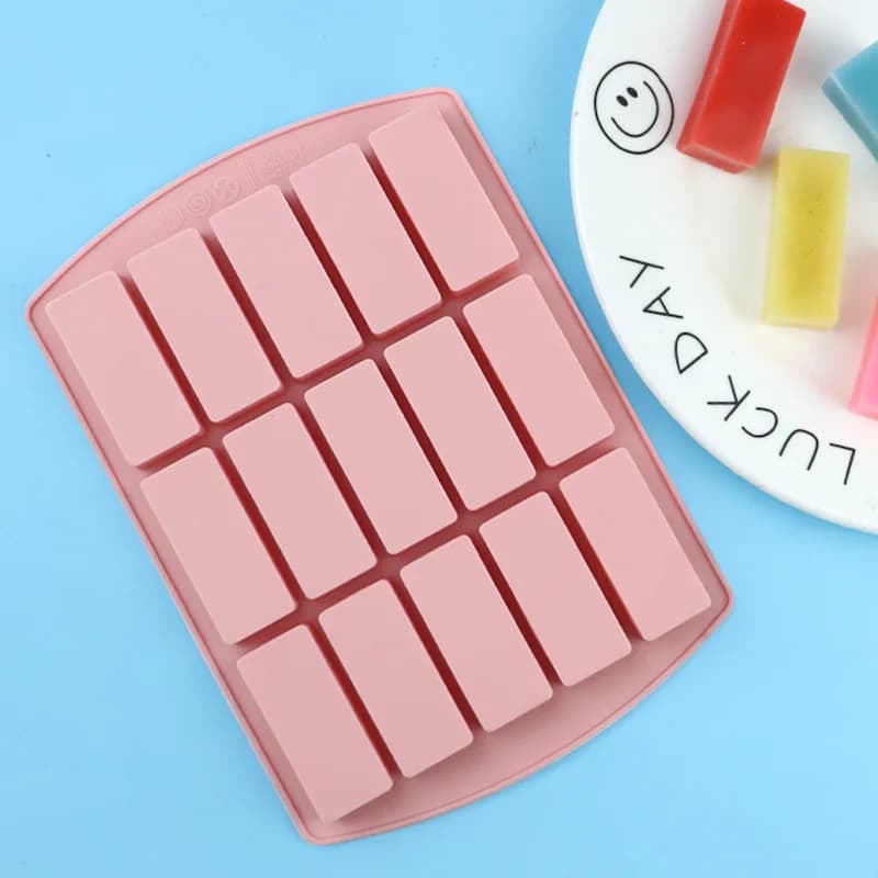 15 Stampi in Silicone Rettangolari Piccoli per Cioccolato, Gelatine, Cubetti di Ghiaccio e Sigilli in Cera 1351