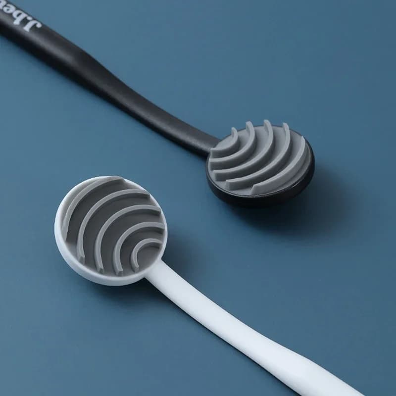 Spazzola per la pulizia della lingua a doppio lato per la pulizia della lingua strumento per la cura orale raschietto per lingua in Silicone spazzolino da denti cura del respiro fresco