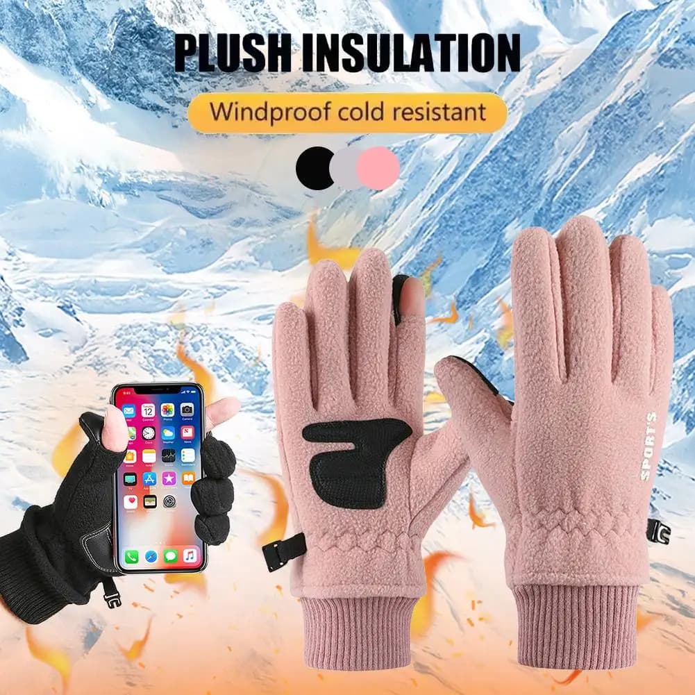 Guanti touchscreen caldi unisex, design flip-top senza dita touchscreen antiscivolo per il rafforzamento del polso all'aperto per la guida motociclistica