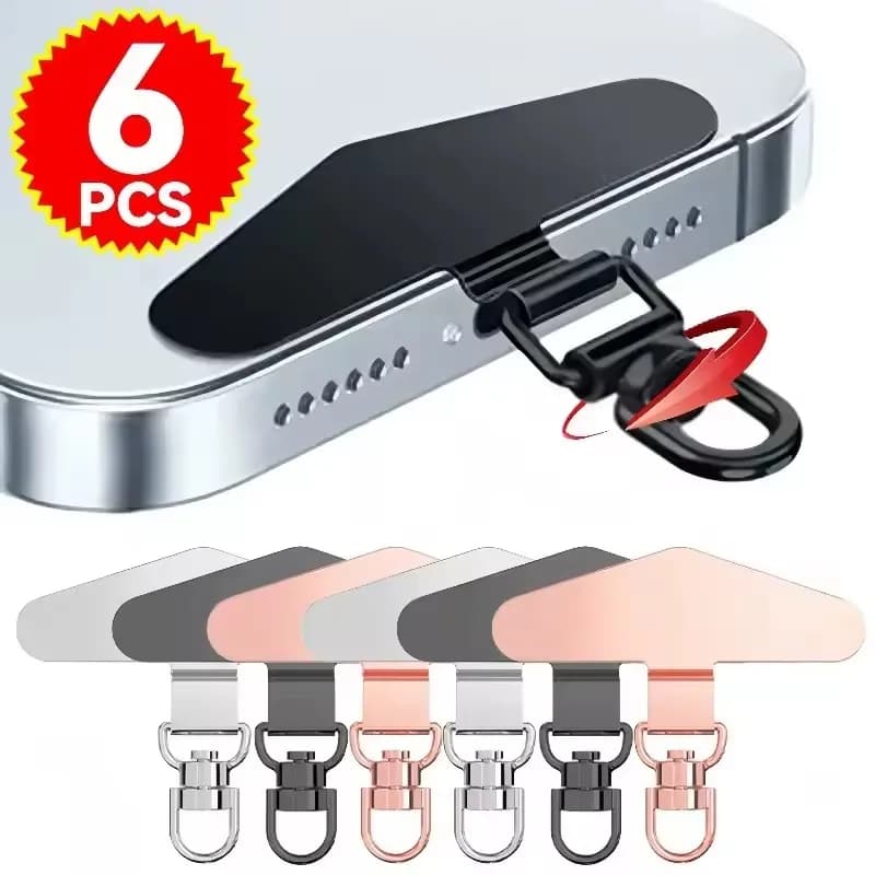 Anti-Lost Phone Lanyard Universal Replacement Connector Tether Tab Clip Metal Card Pad Adapter for IPhone Samsung Secure Fit