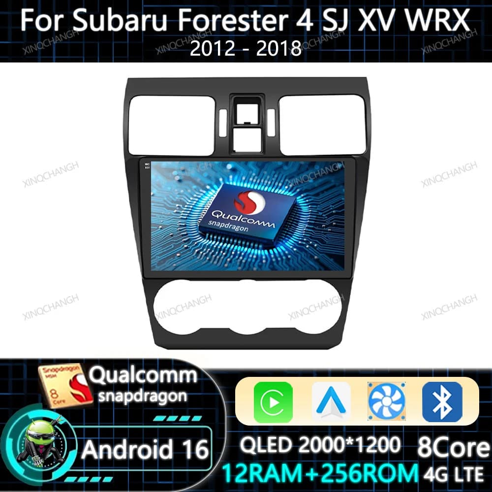 Android 16 Car Radio Carplay Auto For Subaru Forester 4 SJ XV WRX 2012 - 2015 2018 BT GPS 4G WIFI Qualcomm Head Unit 2DIN QLED