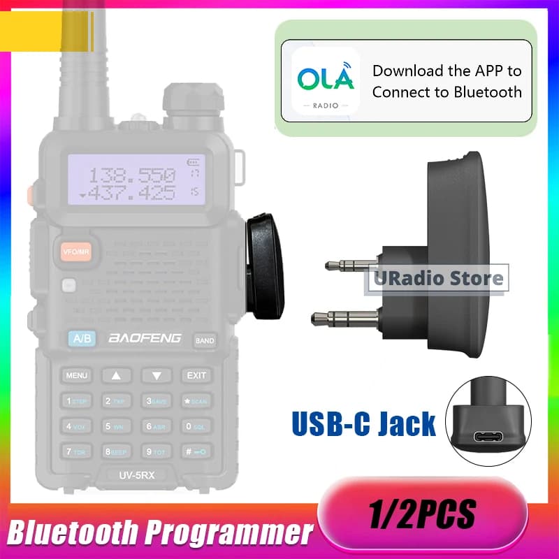 Adattatore Programmatore Wireless Bluetooth Originale OLA per Walkie Talkie Baofeng, Download APP Compatibile con DM-32 BF-T20D UV-5RH Pro
