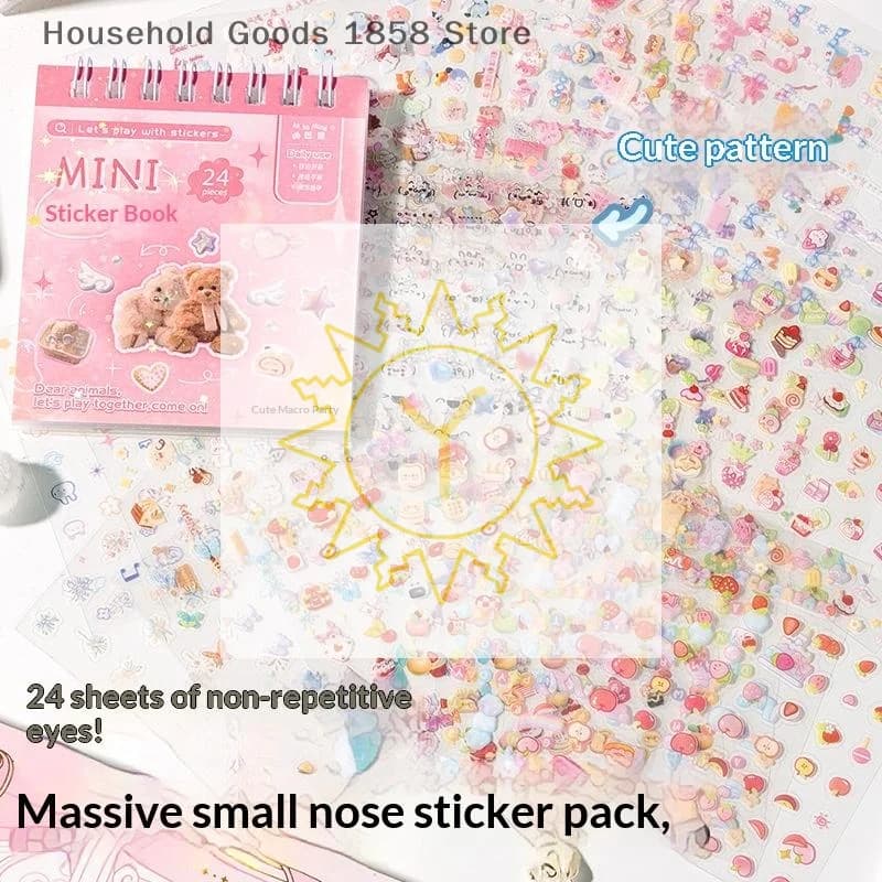 Libro di Adesivi per Scrapbooking 24 Pezzi, Accessori Kawaii per Collage, Adesivi Fai-da-Te per Agende, Quaderni, Album e Regali