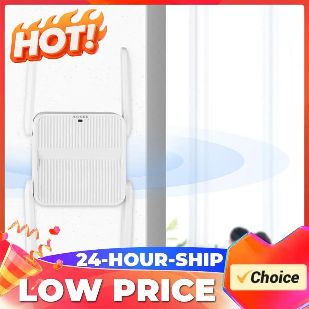 Ripetitore WiFi 6 Extender 1500Mbps, Amplificatore di Segnale WiFi con 4 Antenne da 2dBi, Estensore di Portata WiFi 6 a Lungo Raggio, Facile da Configurare