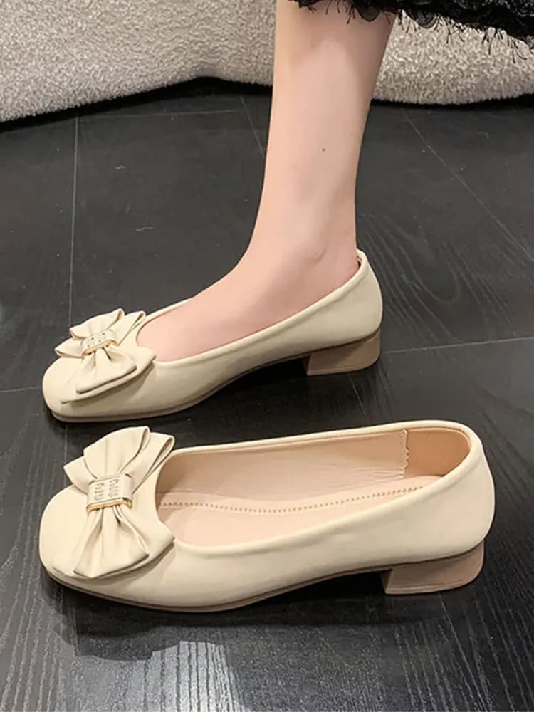 Gentle Evening Breeze Soft Bottom Women's Single Shoes Knot Bean Bean Fairy Slippers Fashionable Casual Loafers