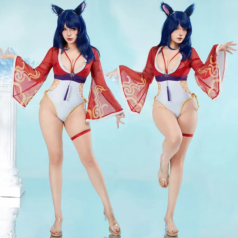 League of Legends Ahri Swimsuit Cosplay Costume | Full Set 3 Piece Hollow Out Bikini for Women Beach Summer 2026