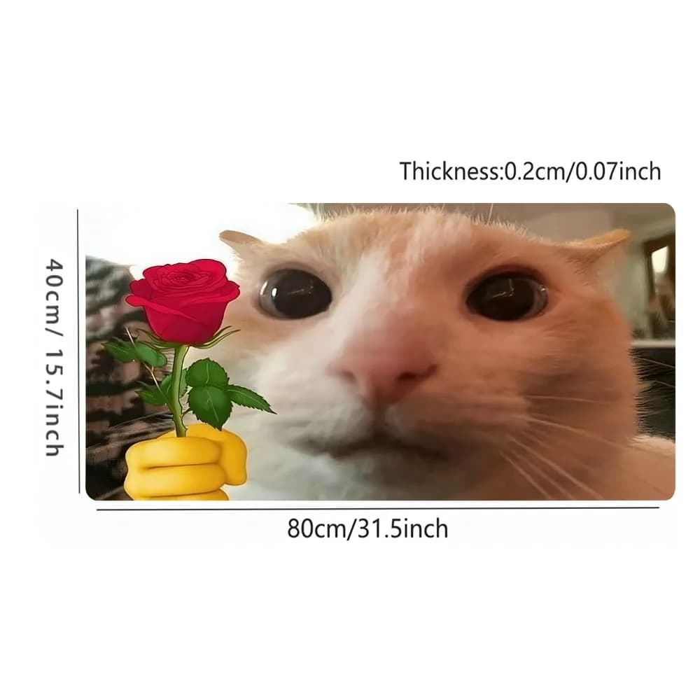 Simpatico tappetino per mouse con gatto che tiene una rosa, tappetino da scrivania antiscivolo per giochi e ufficio