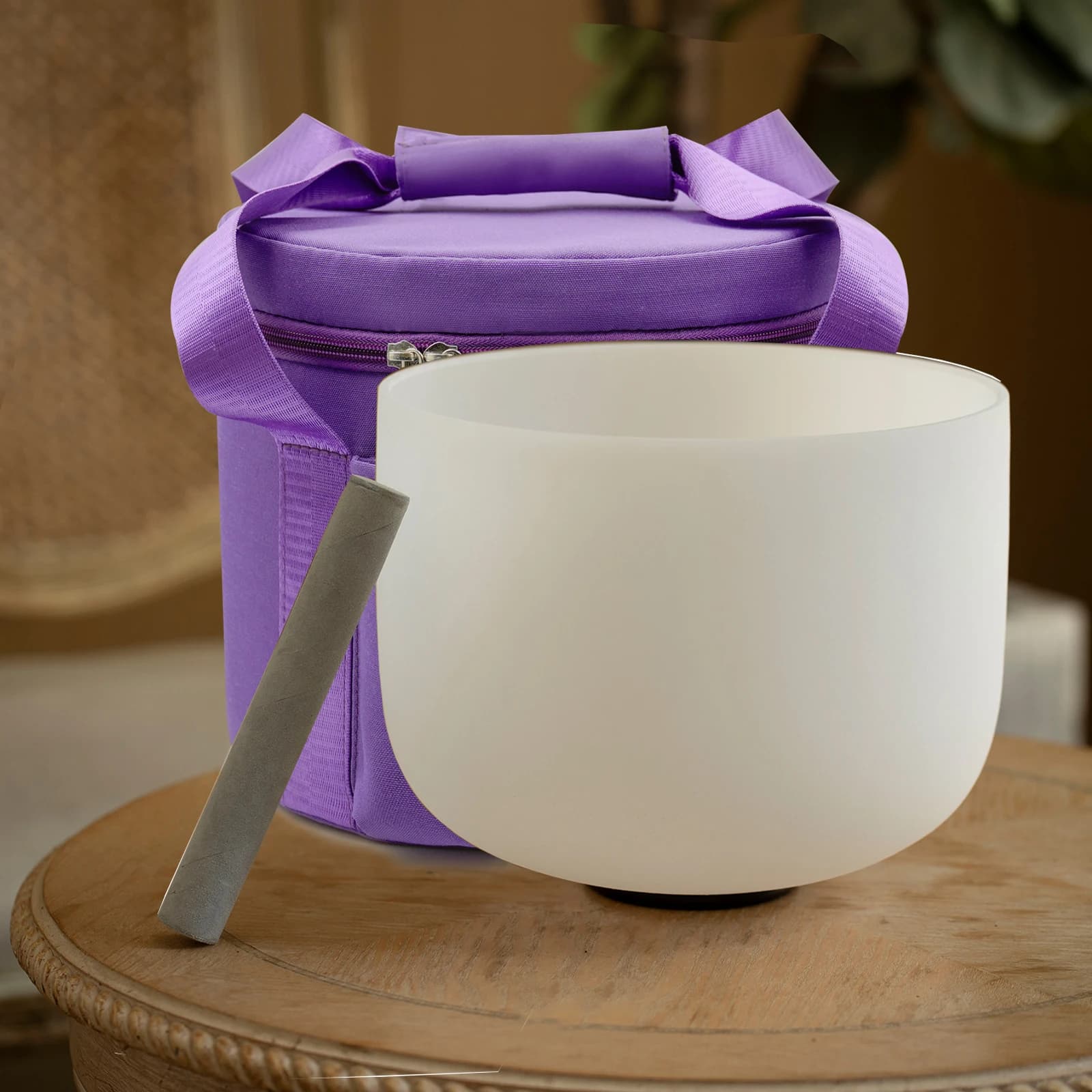 Hye-eun 10Inch 432hz/440hz CDEFGAB Note White Frosted Quartz Crystal Singing Chakra Bowl with Bag for Sound Healing Mind Focus