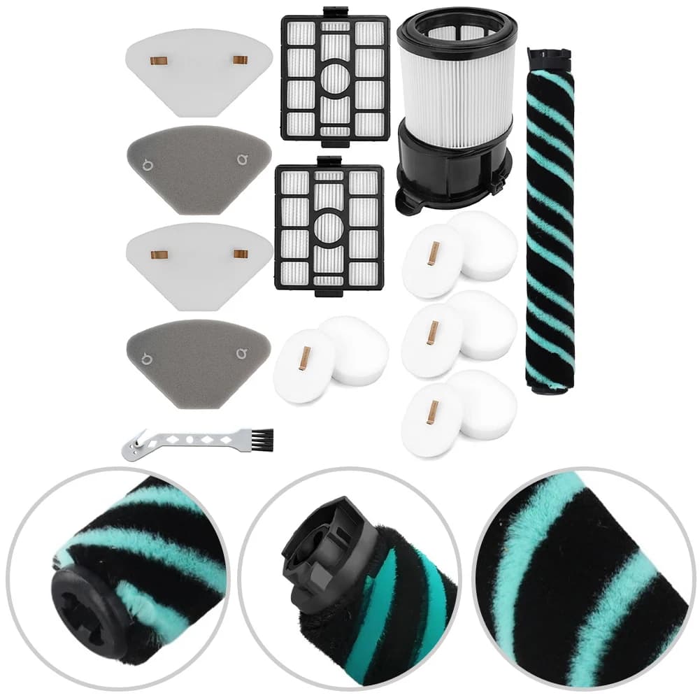 Replacement parts set for Shark PowerDetect IP3251EUT IP3251C IP3252, 13 pieces with roller brush, HEPA, foam filters