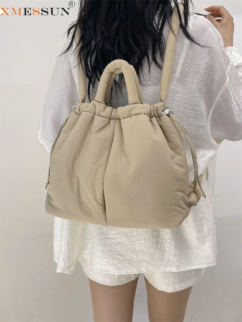 XMESSUN New Trend Nylon Fabric Drawstring Backpack for Women,Fashion Design Female Casual Shoulder Bag Large-capacity Bucket Bag