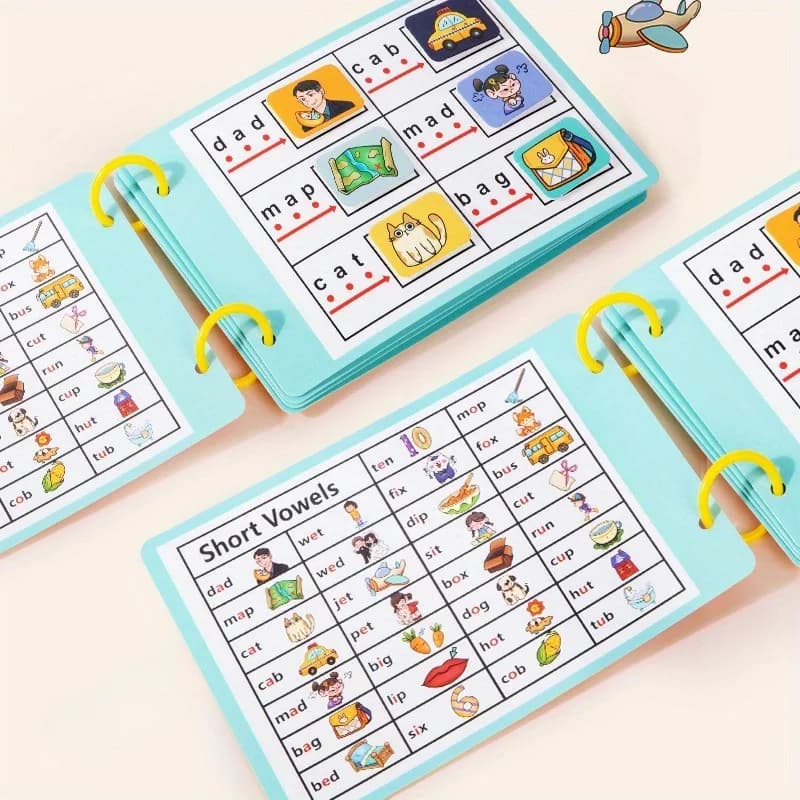 Studenti precoci CVC Word Building Libro occupato Alfabeto interattivo Puzzle Gioco di carta Aiuto per la scrittura a mano dai 3 ai 6 anni