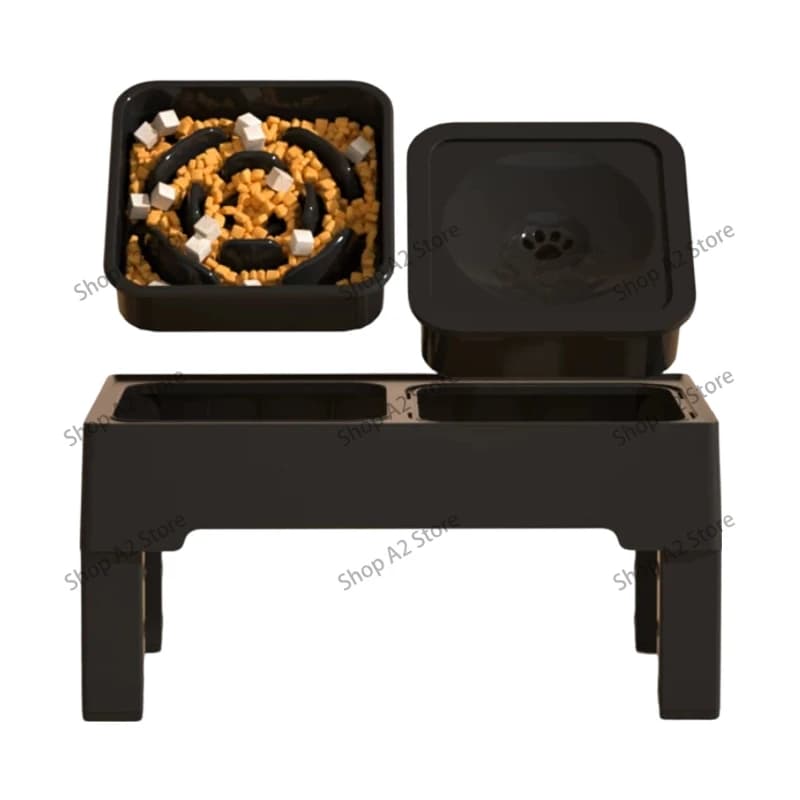 Stainless Steel Double Pet Feeding Basin, Dual Food Water Bowl for Dog and Cat, Anti-Slip Pet Feeder