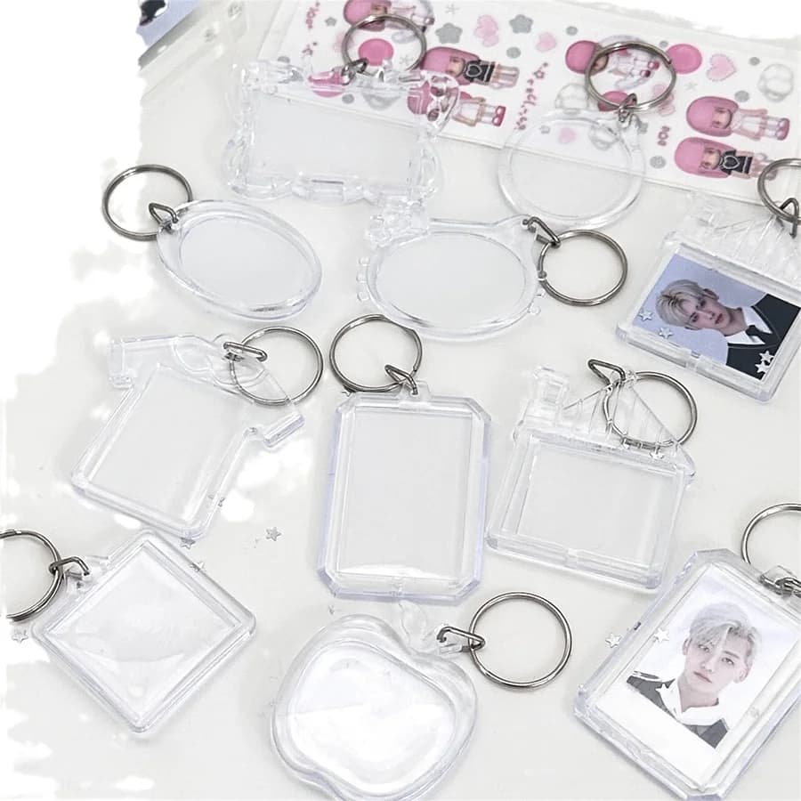 Portachiavi con Cornice per Foto in Acrilico Trasparente, Nuovo, 3 Pezzi per Confezione, Regalo Fai da Te, Anello Portachiavi, Tre Forme, Ciondolo per Auto e Borsa, Gioielli