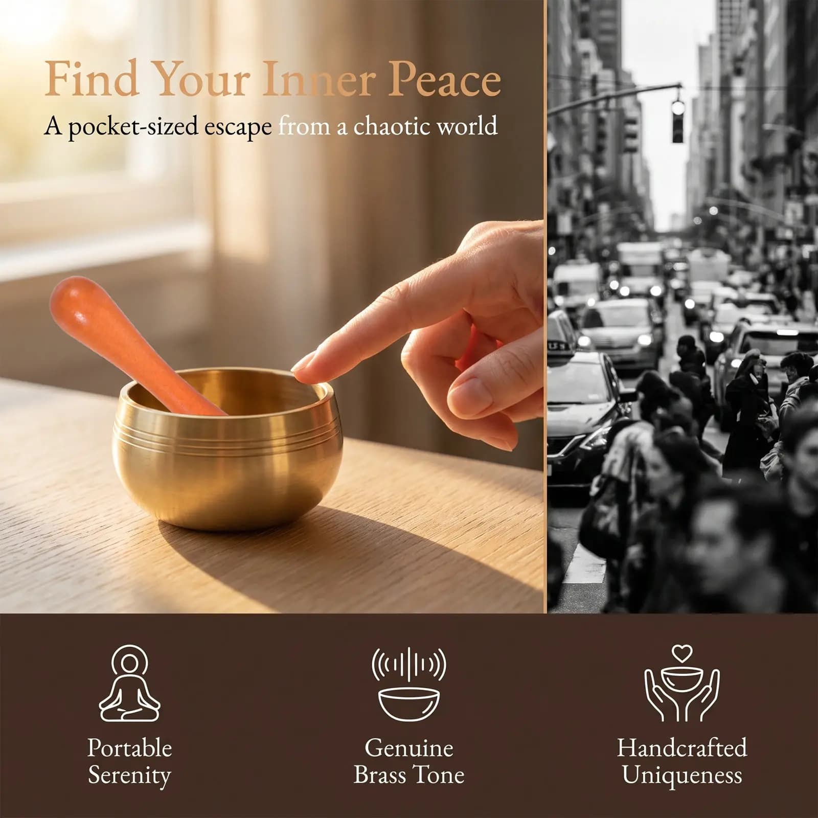 Mini Tibetan Singing Bowl1.97''Copper Meditation Sound Bowl With Wooden Striker Yoga Chime Pot For Mindfulness Prayer Home Decor