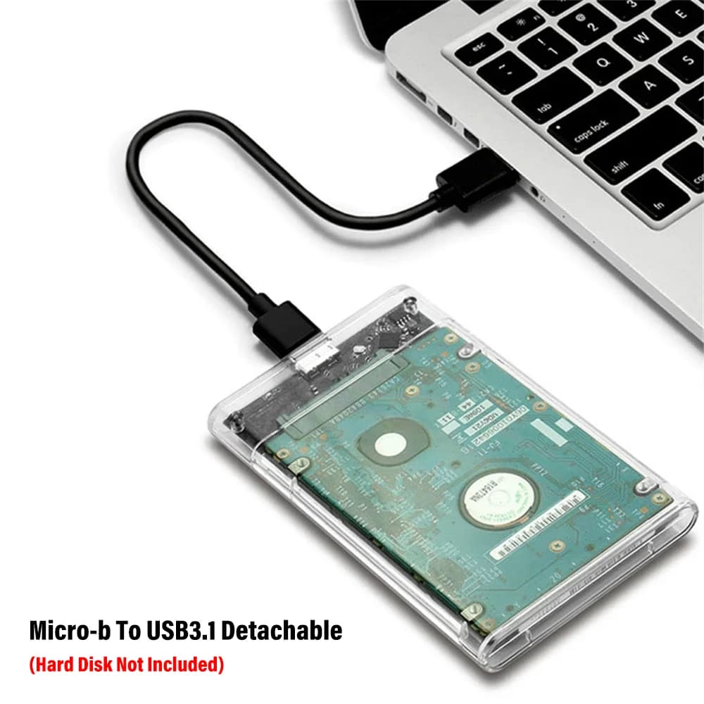 Custodia per disco rigido esterno trasparente HDD SSD da 2,5 pollici Custodia per unità da micro-b a USB 3.1 da 4 TB compatibile con laptop UASP SATA III