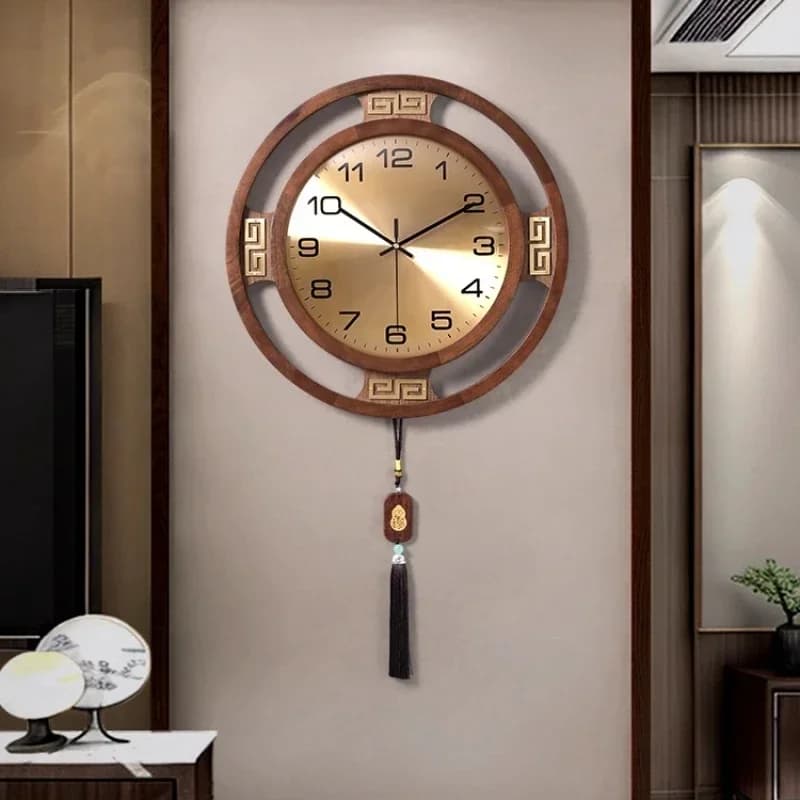 Wall Clock Modern Luxury Wooden Solid Wood Foglio Copper Watch Wall Clock Home Decoration Items Images for Room Decoration