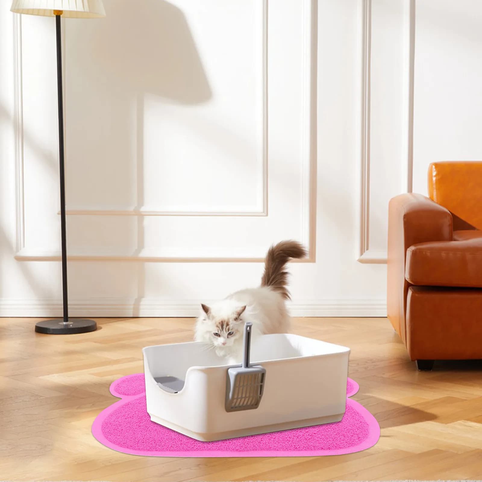 Cat Litter Mat Large Size PVC Material Anti-Tracking Litter Catcher Non-Skid Feeding Mat for Cats Kitten Supplies Pet