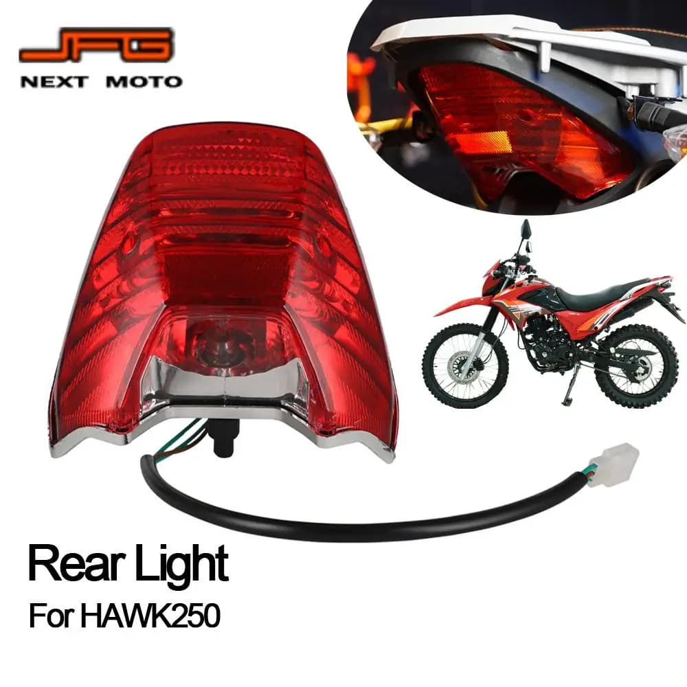 Fanale posteriore per moto a LED Lampada posteriore per HAWK250 Luci di avvertimento di arresto freno di marcia diurna Accessori per motocross Dirt Pit Bike
