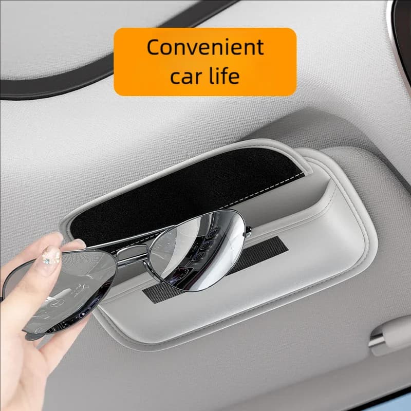 PU Leather Auto Eyewear Case with Strap Closure, Anti-scratch Sun Glass Door, Glass Protective Box