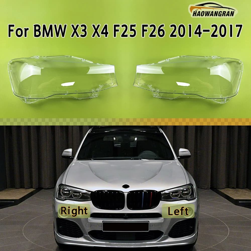 Trasparente Copertura Del Faro Faro Lente Borsette Sostituire Paralume Originale Plexiglass Per BMW X3 X4 F25 F26 2014 2015 2016 2017