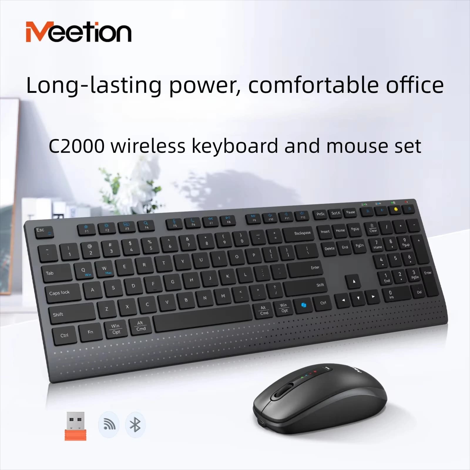 Full-size 2.4G Dual-Mode Wireless Keyboard Set With Multi-Function Keys Rechargeable Office Keyboard Mouse Combo For PC Computer