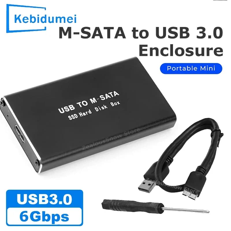 Custodia per SSD mSATA a USB 3.0, Adattatore Mini SATA USB, Box Esterno per Disco a Stato Solido per PC e Laptop, per Hard Disk mSATA 30x50