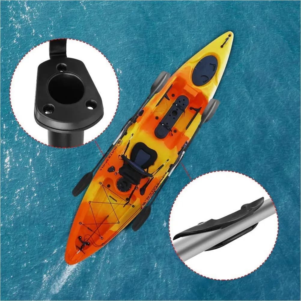 Set di 1 supporto per canna da pesca da incasso per kayak, clip per pagaia, in alluminio resistente di grado marino per kayak e pesca