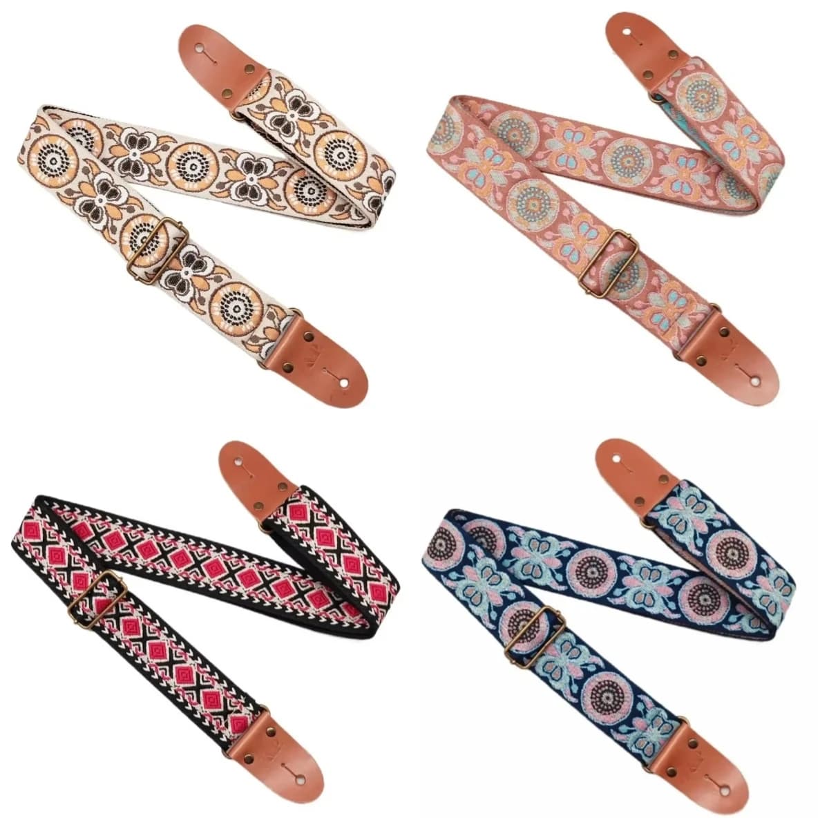Tracolla per chitarra jacquard stile etnico Tracolla regolabile adatta per chitarra elettrica Chitarra folk Basso Ukulele Guitarra Accessori