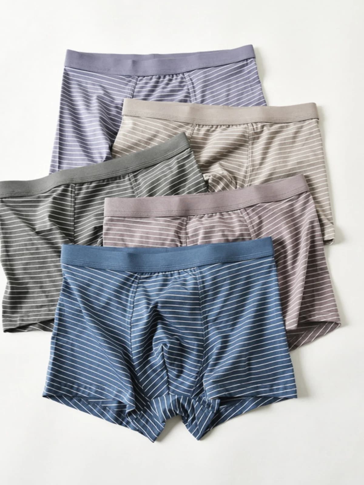 Men's Breathable Elastic Stripe Briefs mid Waist Cotton Modal Fabric Comfortable Boxer Shorts Flat Angle Underwear