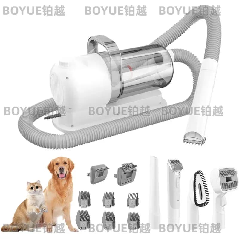 Pet Shavers Grooming Kit & Vacuum Suction 99% Pet Hair Professional Clippers with 6 Sizes Guide Combs Long or Short Hair Cat