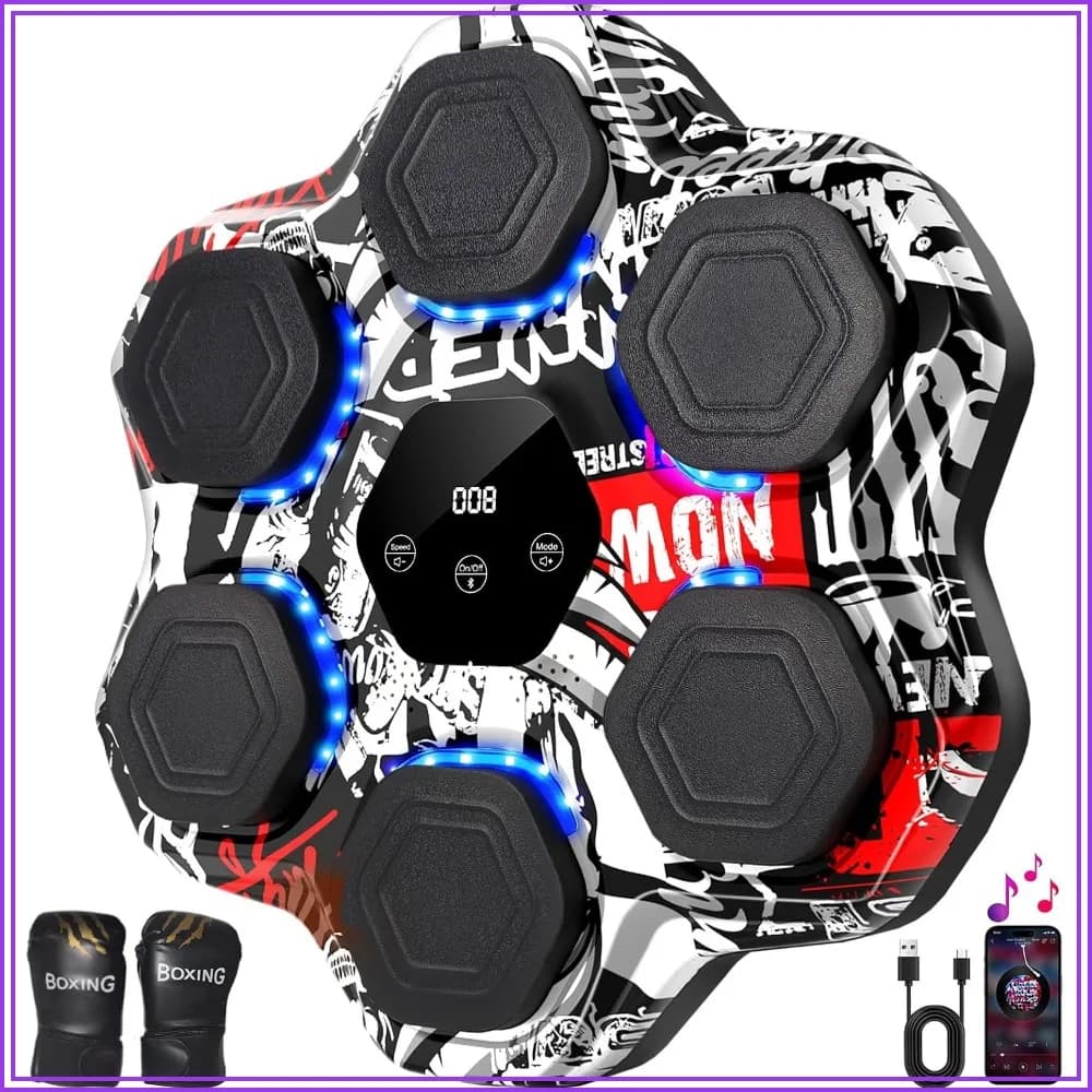Smart Bluetooth Boxing Machine with Gloves, 9 Modes 9 Speeds, LED Counter for Home Gym, Stress Relief