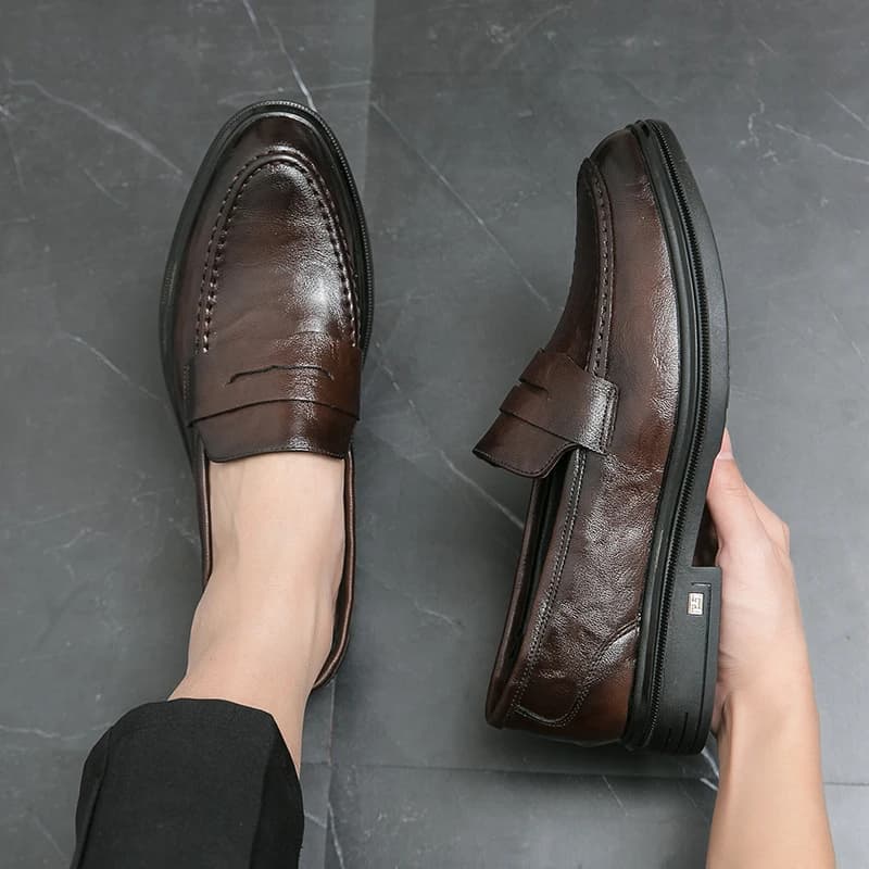 Scarpe da uomo in pelle comode ed eleganti per il business casual, modello 2026, alla moda per la primavera, versatili per matrimoni e banchetti, scarpe Le Fu da lavoro