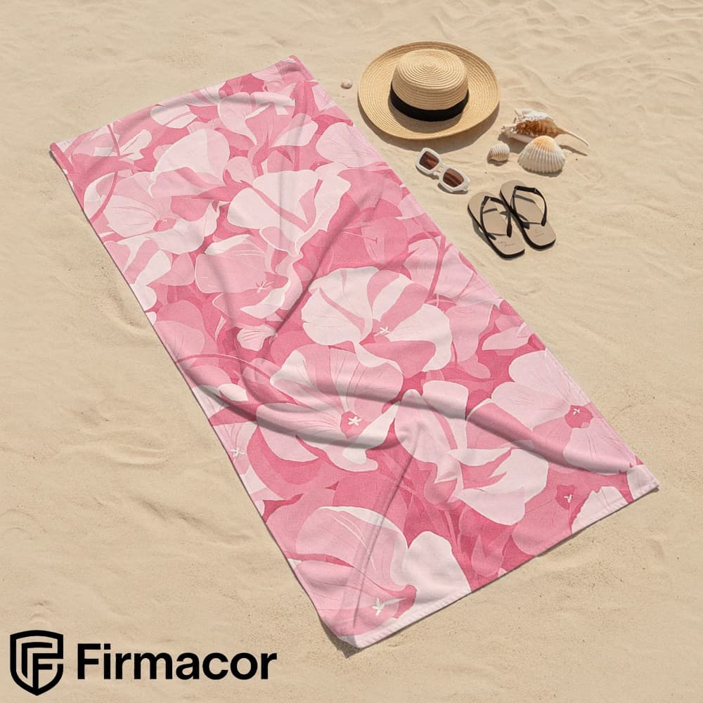 Blush Pink Floral Cartoon Anime Beach Towel Microfiber Quick Dry Super Absorbent Soft Bath Towel for Kids Adults Travel