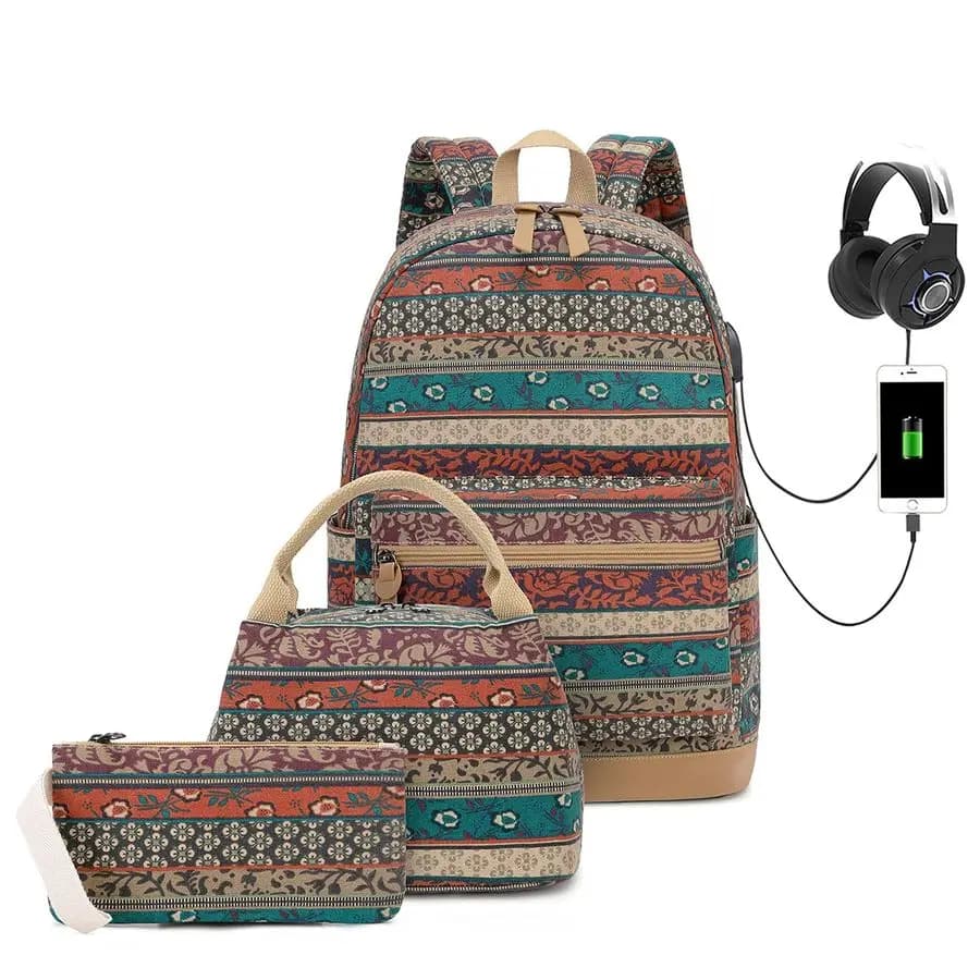 Zaino per laptop impermeabile con porta di ricarica USB e interfaccia per cuffie, zaino per scuola universitaria da 15,6 pollici resistente all'acqua