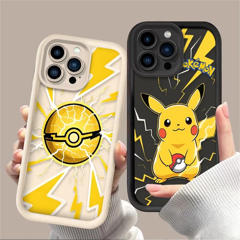 Custodia Morbida per iPhone con Cartone Animato Carino P-Pokemon Pikachu per iPhone 17 Air 16 16E 15 14 13 12 11 Pro Max X XS X S Max XR SE 2020 SE 4 7 8