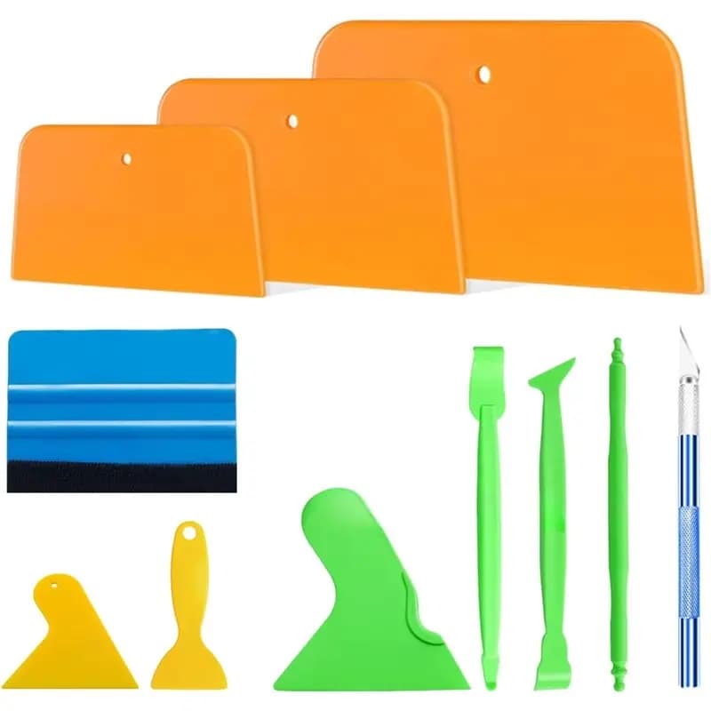 Set di attrezzi per carrozzeria ABVJ-Auto, 11 pezzi, per il wrapping auto, stucco per carrozzeria e applicazione vinile, kit con stucco plastico e raschietto in plastica