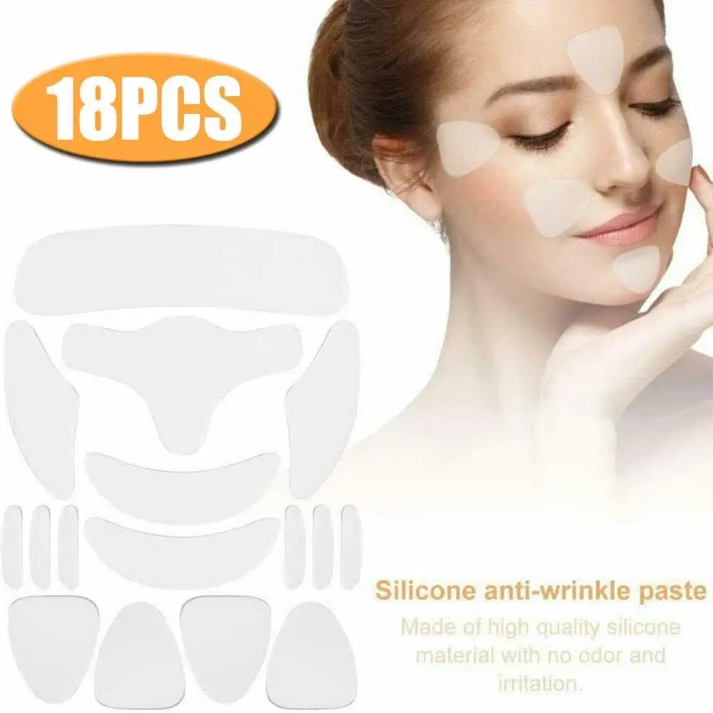 18Pcs/Set Reusable Silicone Anti Wrinkle Patches Face Forehead Neck Eye Anti-wrinkle Sticker Pad Face Lifting Mask Skin CareTool