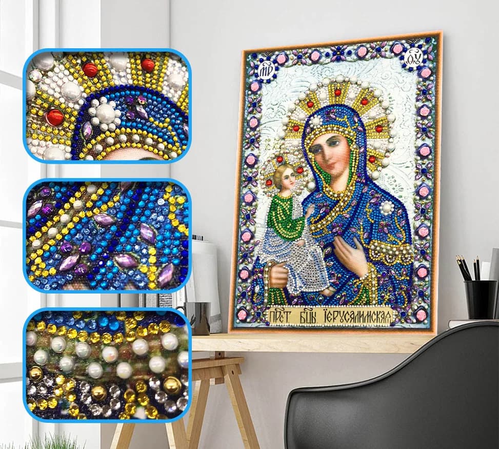 Nuova pittura diamante 5d fai da te punto croce personaggio religioso signora, diamante rotondo ricamo decorazione della casa 30x40 cm