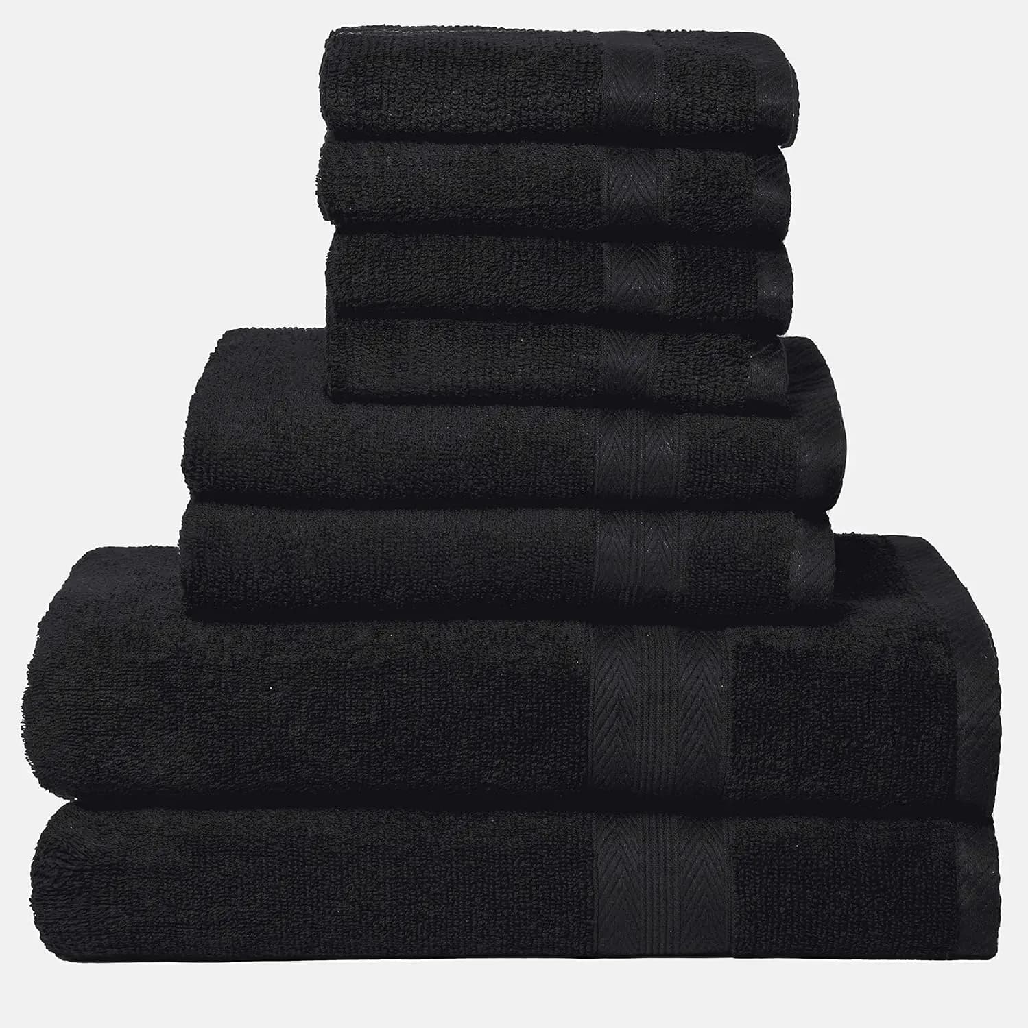 Set di 8 Asciugamani da Bagno Neri - 100% Cotone Ring Spun, Ultra Morbidi e Altamente Assorbenti per Casa o Spa