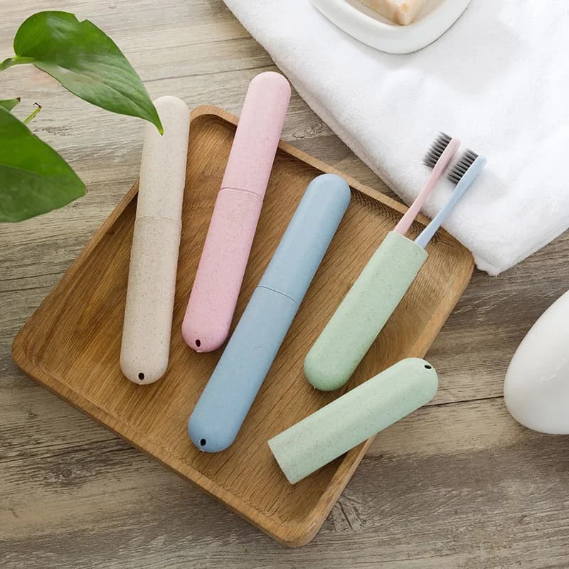 Custodia per spazzolino da viaggio portatile Porta spazzolino in paglia di grano Organizzatore per kit dentale