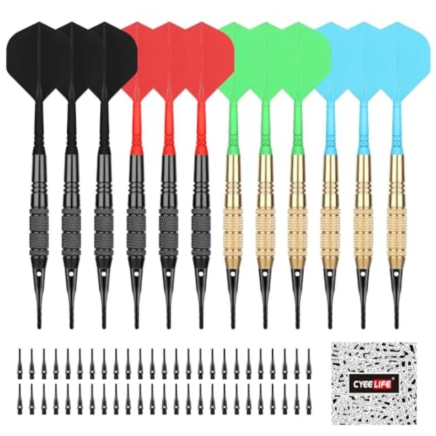 Set di Freccette con Punta in Plastica, 12 Pezzi da 18 Grammi con 50 Punte Extra per Freccette Elettroniche