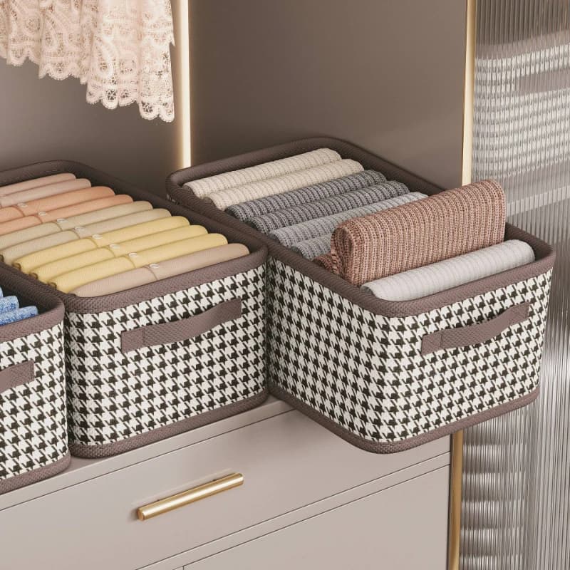 Houndstooth Large Capacity Storage Box, Organizer for Pants, Toys & Desktop Sundries