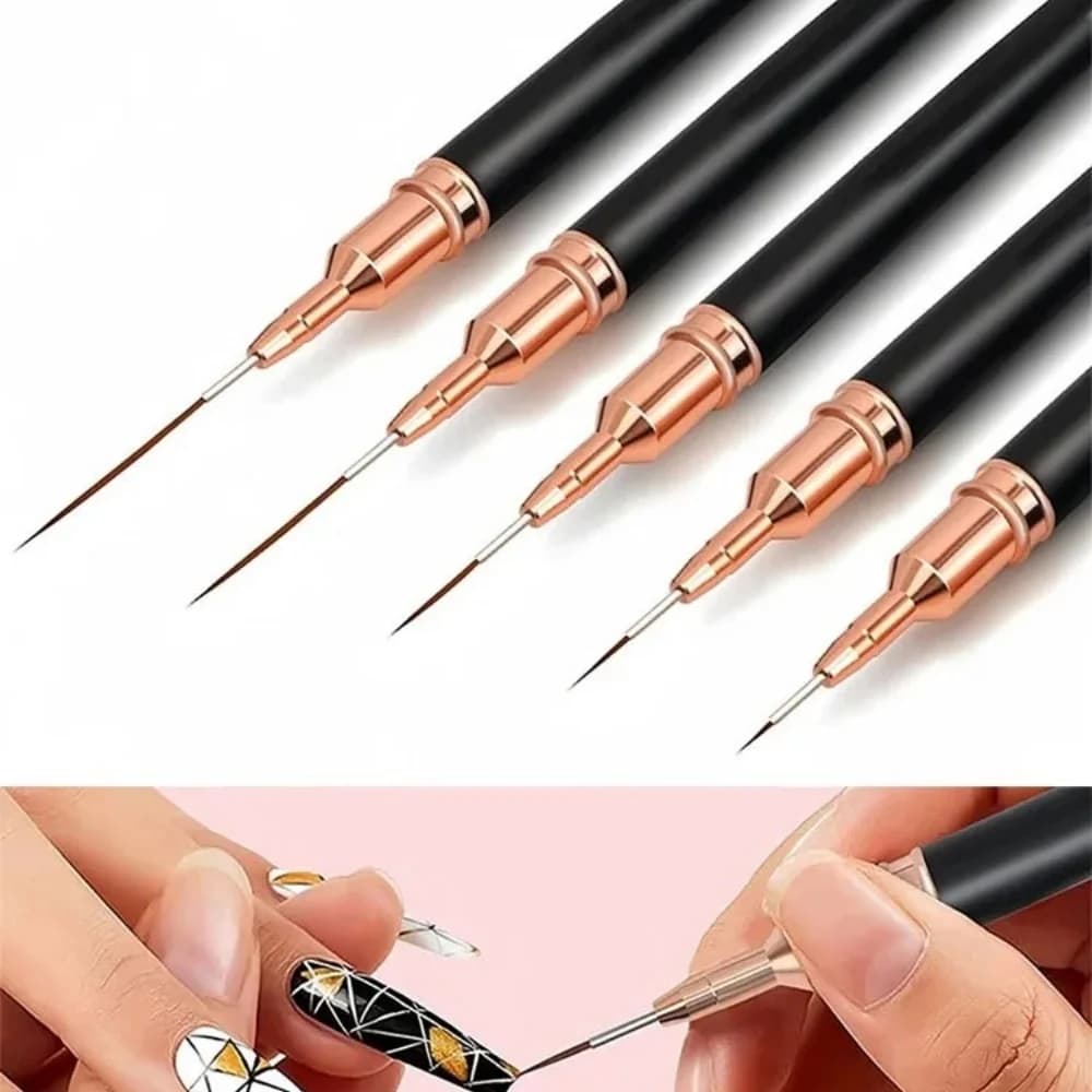 Ultra‑thin Nail Art Liner Brush Set 5Pcs 7/9/11/15/25mm Striping Drawing Pen for UV Gel French Flower Painting Manicure