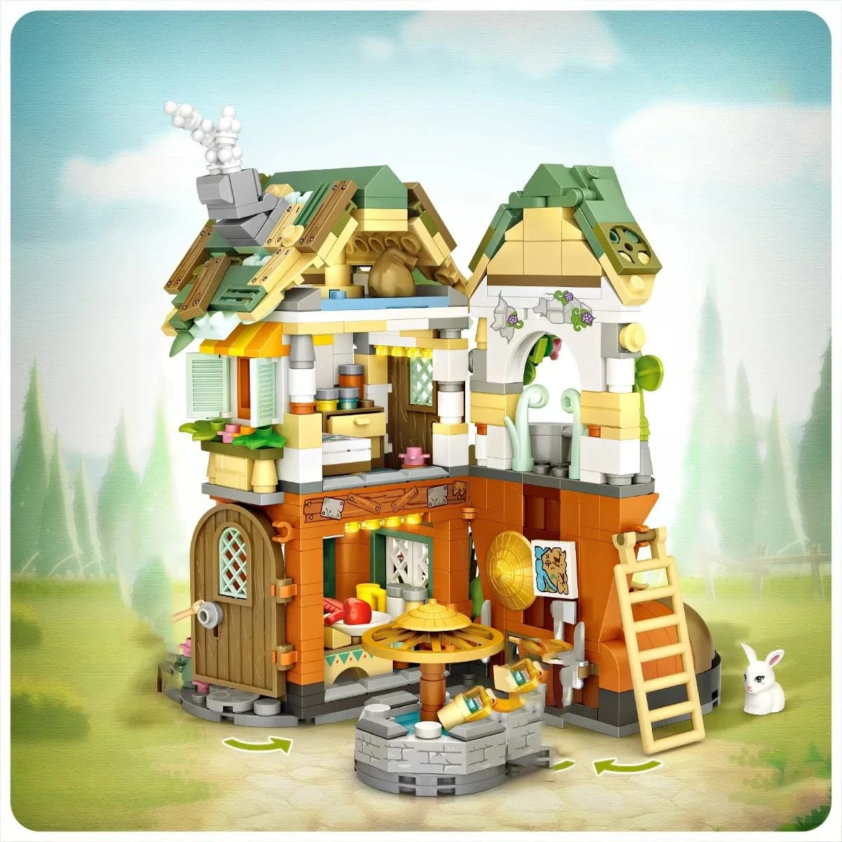 Fiaba foresta cottage costruzione casa in legno casa nana modello kit bambini infanzia building block giocattolo