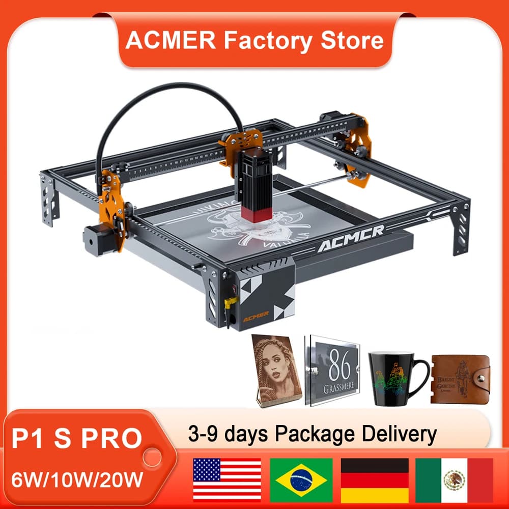 ACMER P1 S Pro Laser Engraver 6W Power Wifi Offline Control FAI FROM YOU Light Blue Laser Taglierina Laser Wood Processing Tools Diodo Cnc Machine