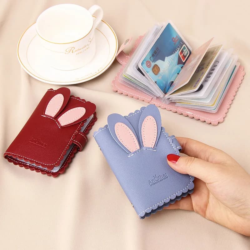 Cute Bunny Lady Card Bag Album fotografico 24 Pocket Anti-degaussing Bank Card Document Cover Anti-NFC Theft Ticket Card Collection