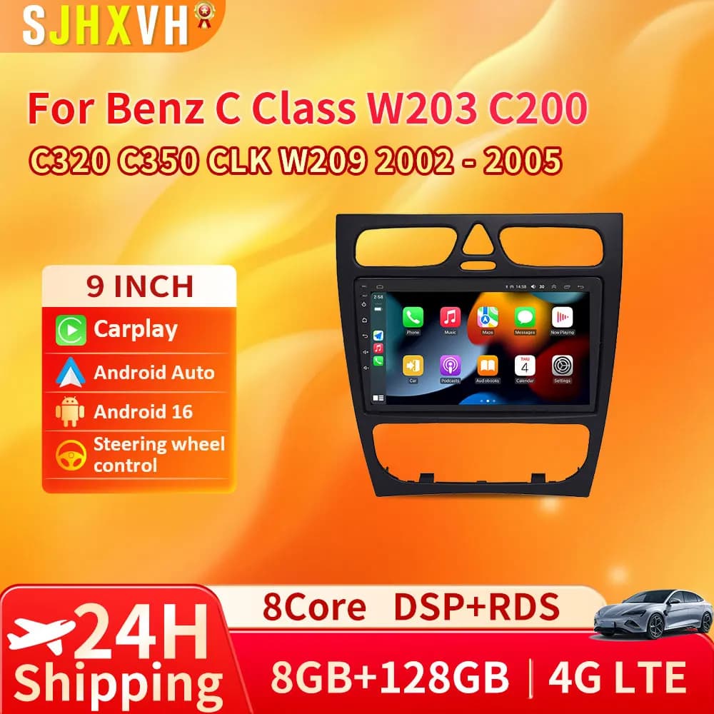 Autoradio Per Mercedes Benz Classe C CLK Classe W203 W209 S203 A209 W168 Android 16 Lettore Video Multimediale GPS Carplay Auto