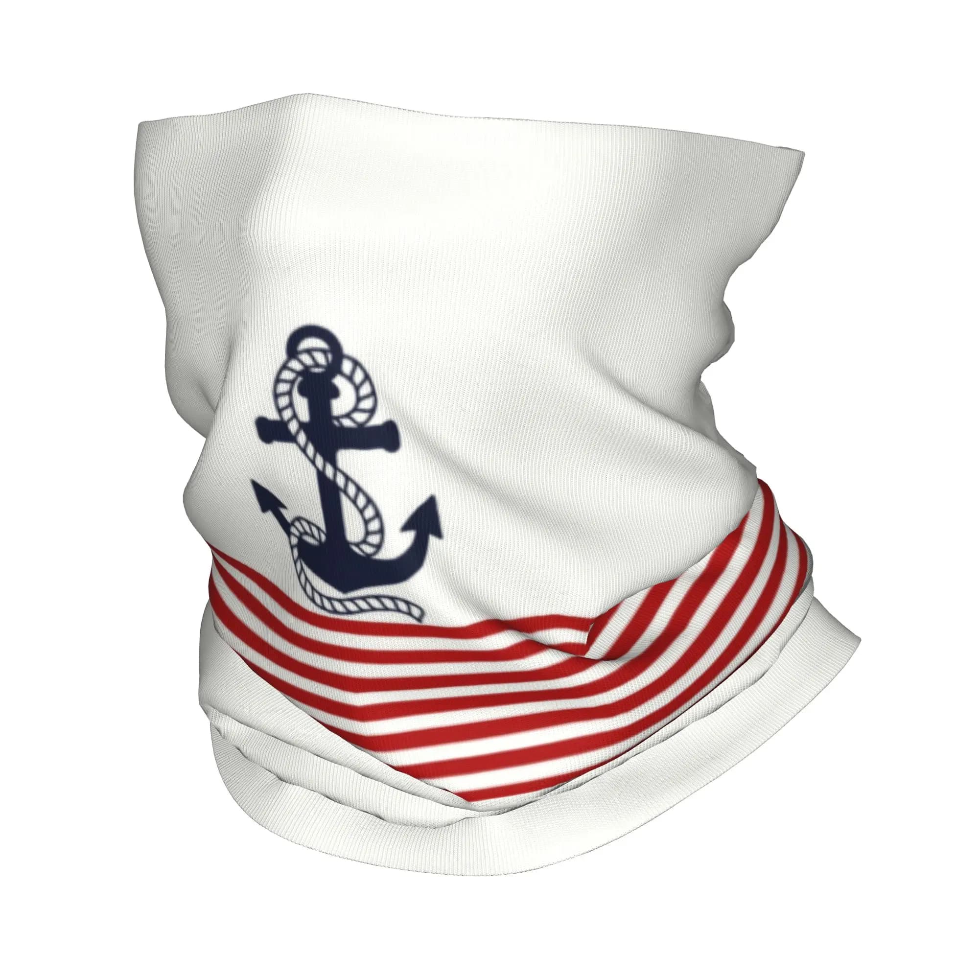 Custom Blue Stripes Nautical Anchor Boat Bandana Neck Gaiter Windproof Face Scarf Cover Women Men Headwear Tube Balaclava