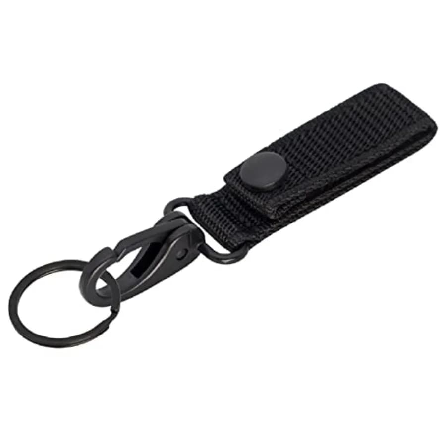 Heavy Duty Belt Keeper Clip Key Holder with Nylon MOLLE Strap and Metal Snap and Key Clip and Ring Keychain Organizer